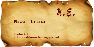 Mider Erina névjegykártya